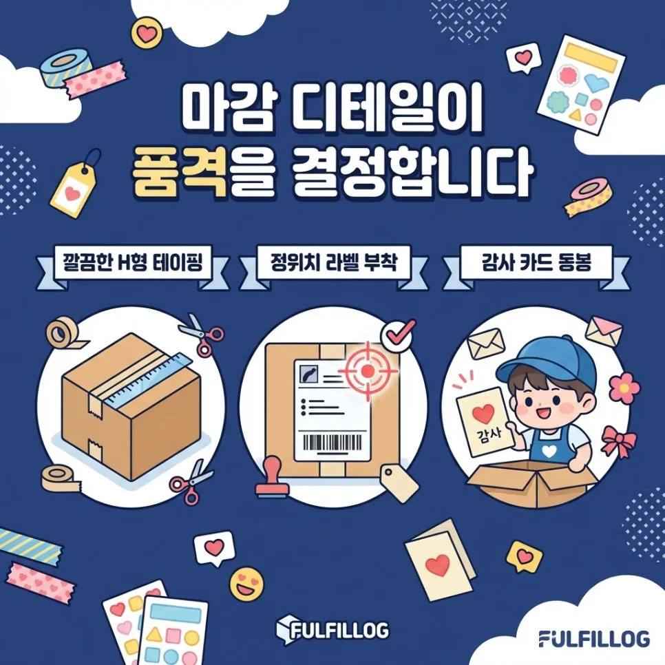 04테이핑·라벨·동봉물, 마감의 차이 설명 이미지