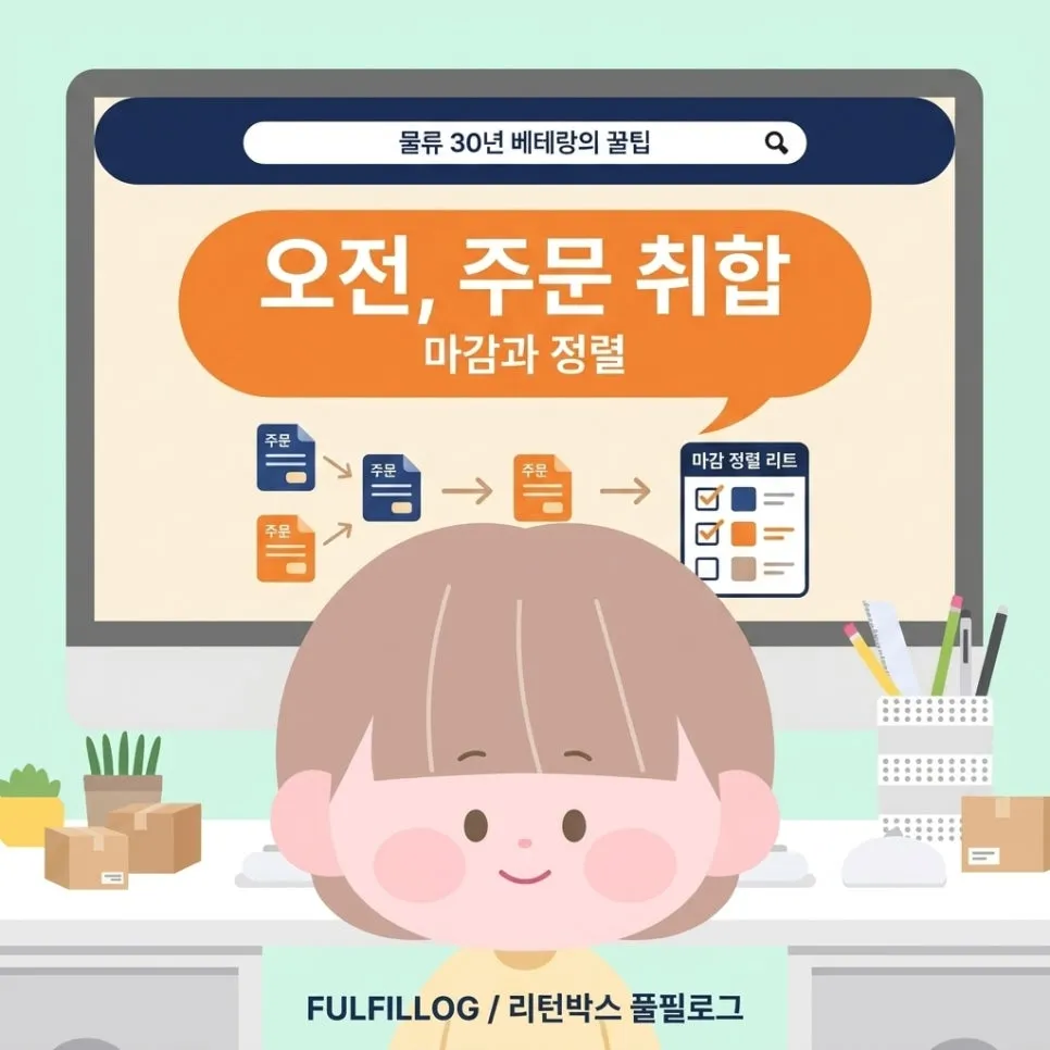 오전, 주문이 창고로 넘어옵니다 설명 이미지