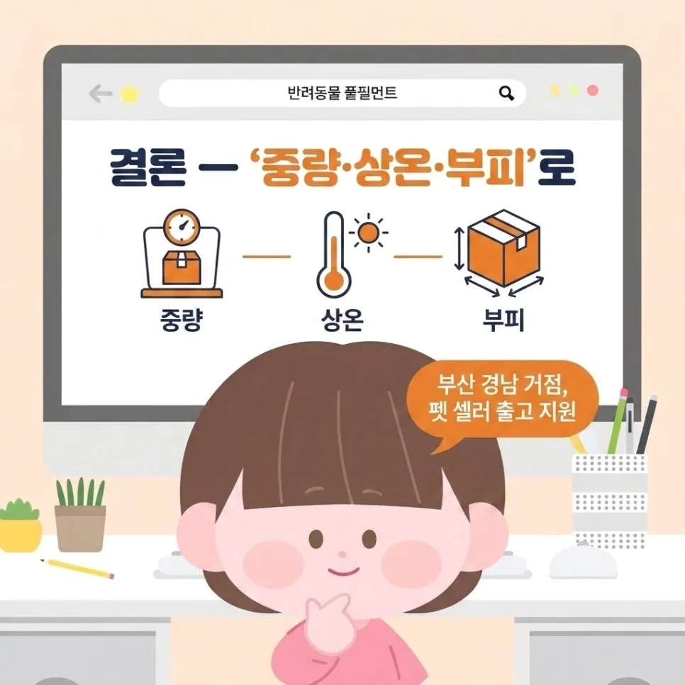 결론 — '중량·상온·부피'로 판단하세요 설명 이미지