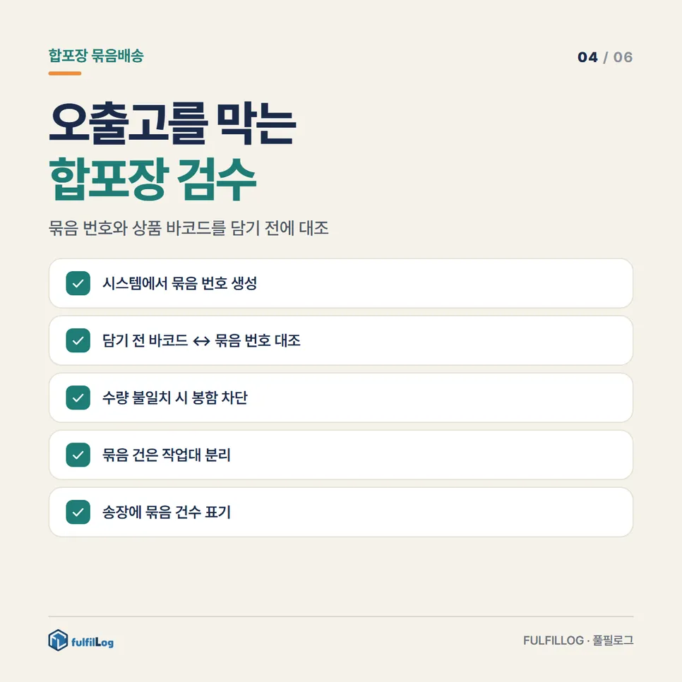 오출고를 막는 합포장 검수 설명 이미지