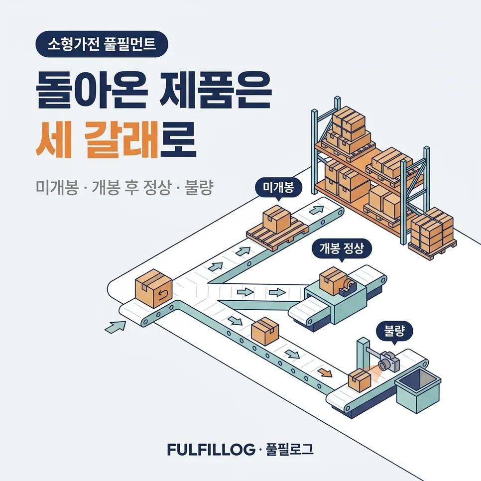 돌아온 제품은 세 갈래로 나눕니다 설명 이미지