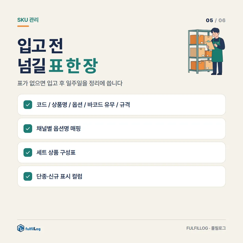 입고 전 준비 체크리스트 설명 이미지